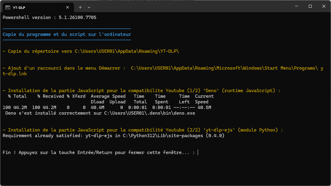 Installation du script